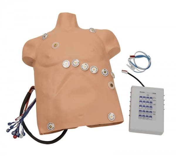 12-Lead Arrhythmia Simulator with Manikin Overlay (Large size skin, Physio)